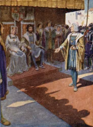 König Ferdinand und Königin Isabella empfangen Kolumbus